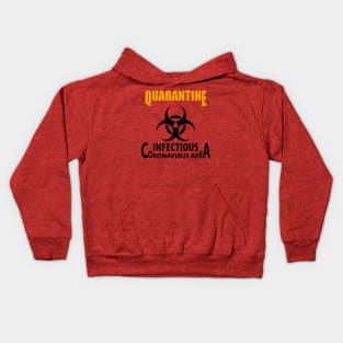 Coronavirus quarantine sign Information warning restriction and caution COVID-19. Kids Hoodie